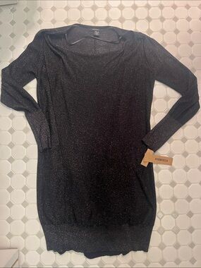 DKNY Sparkle Black Long-Sleeve Women’s Sweater Dress
